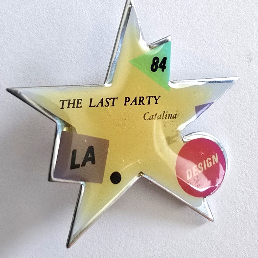 Vintage pin Olympics 1984 84 star LA The Last Party Catalina Design 80s 1980s